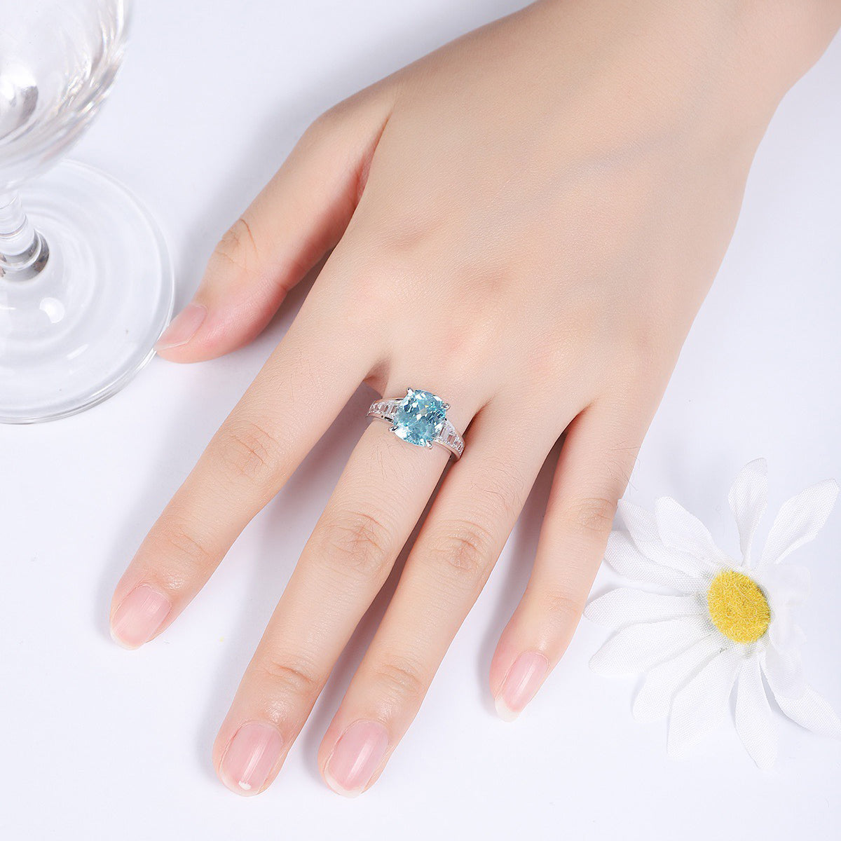 s925 sterling silver lab paraiba/ruby/sapphire/emerald & cz diamond ring