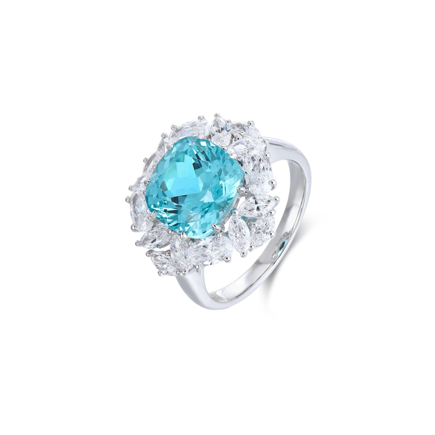 s925 sterling silver lab paraiba/ruby/sapphire/emerald & cz diamond ring