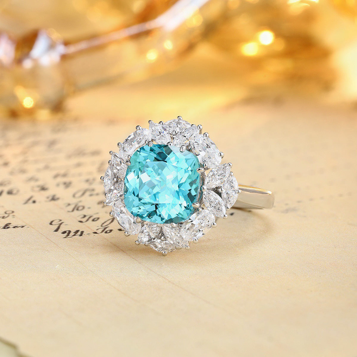 s925 sterling silver lab paraiba/ruby/sapphire/emerald & cz diamond ring