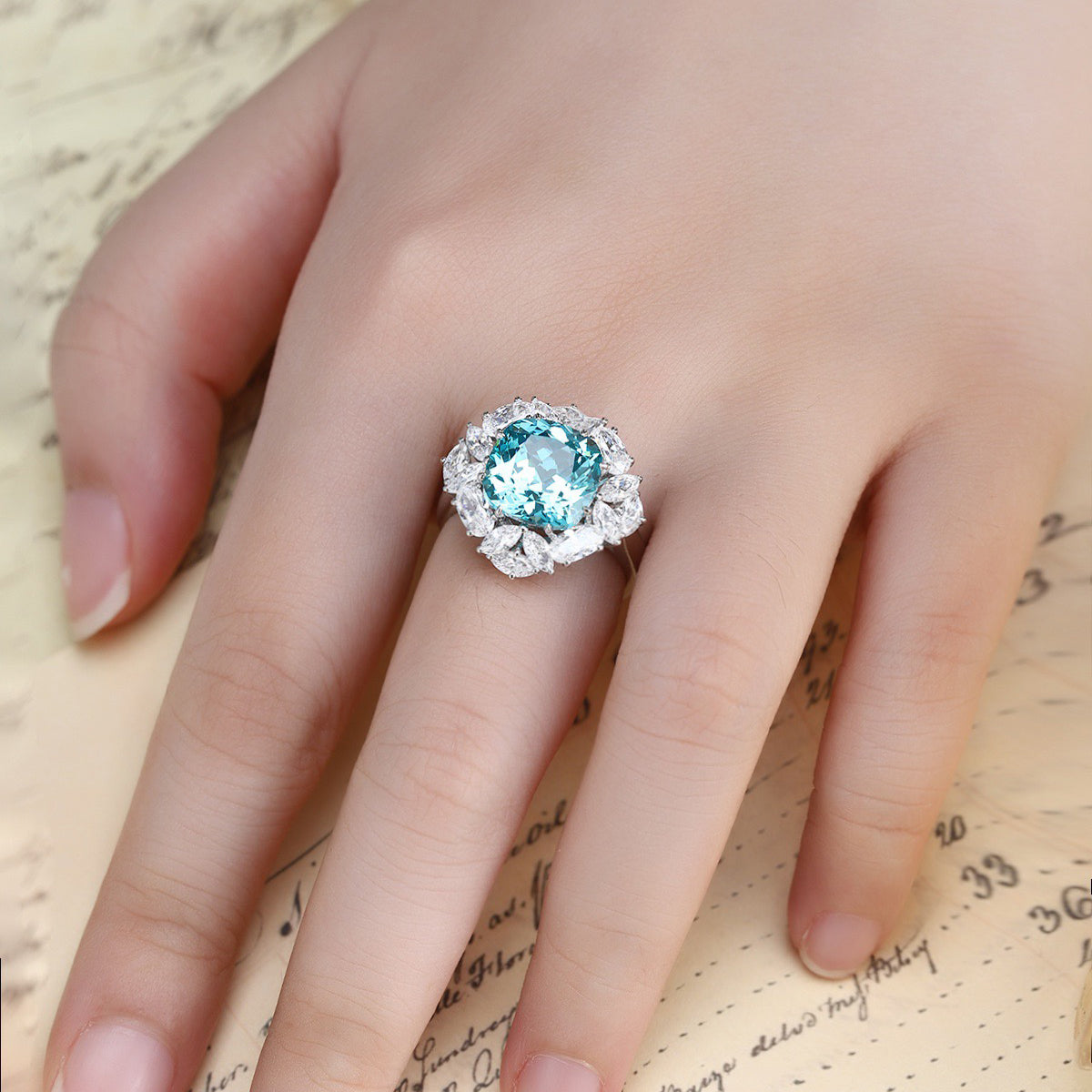 s925 sterling silver lab paraiba/ruby/sapphire/emerald & cz diamond ring