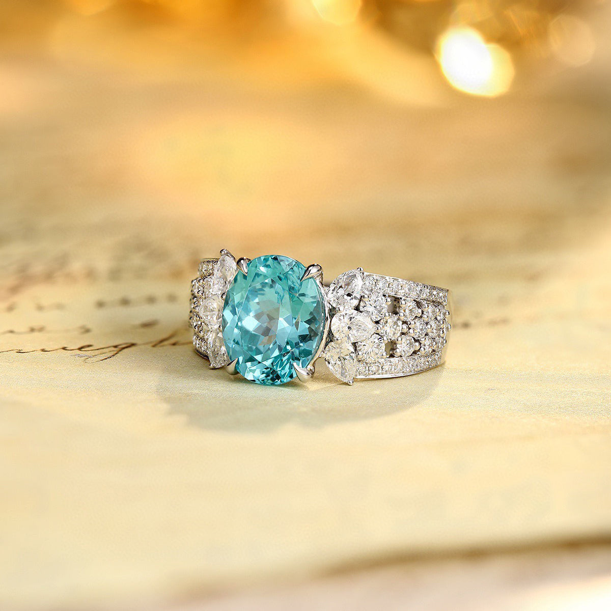 s925 sterling silver lab paraiba/ruby/sapphire/emerald/cobalt spinel & cz diamond ring