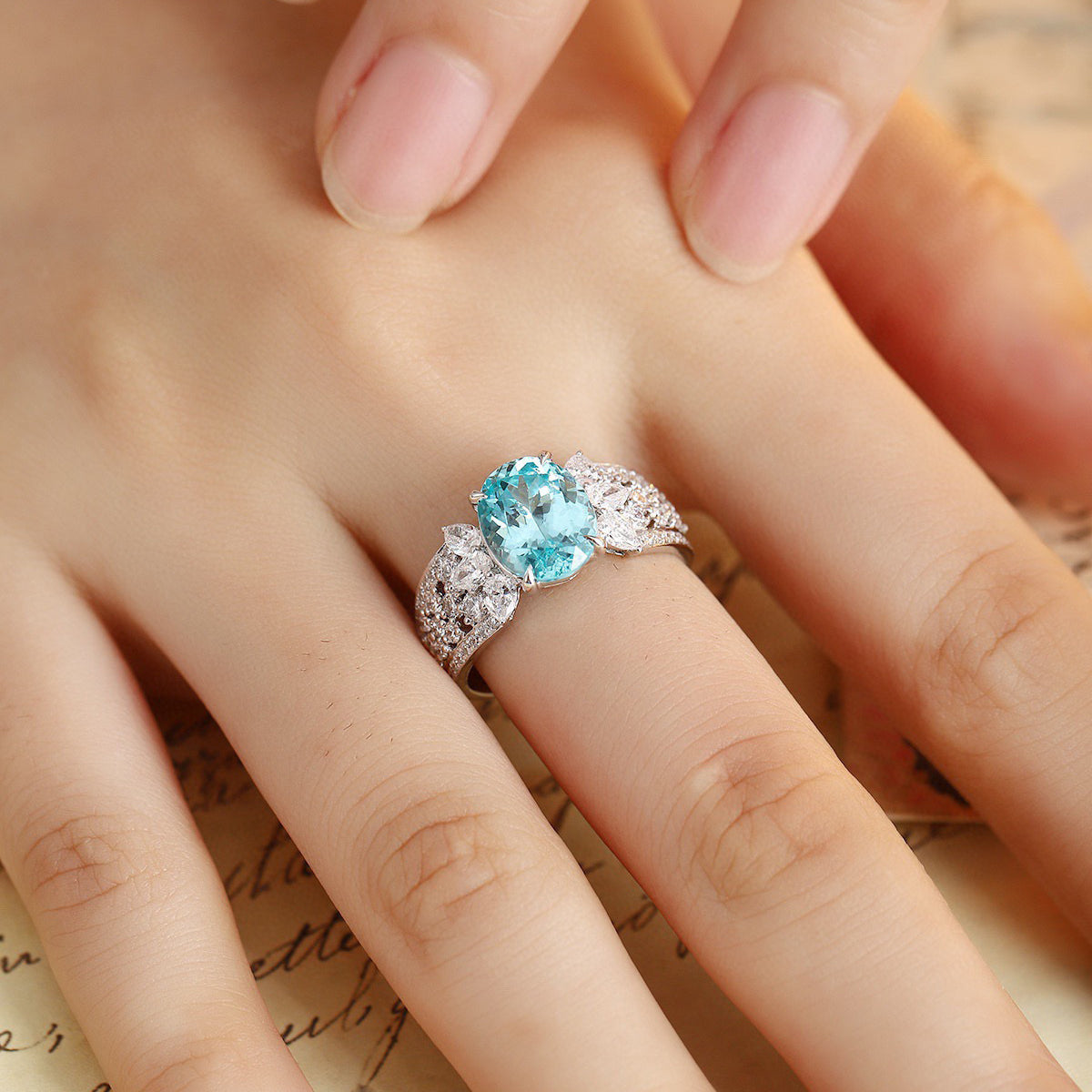 s925 sterling silver lab paraiba/ruby/sapphire/emerald/cobalt spinel & cz diamond ring