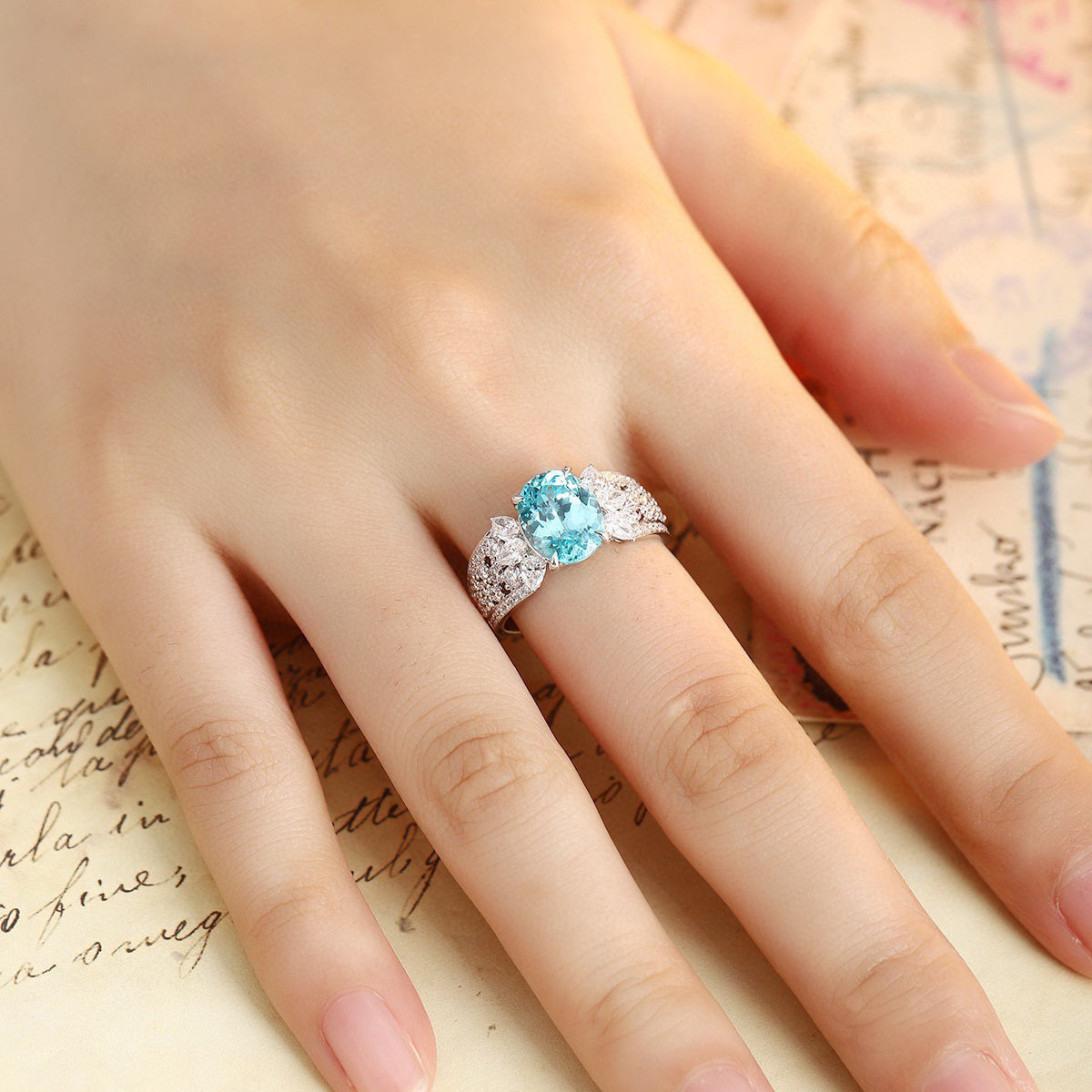s925 sterling silver lab paraiba/ruby/sapphire/emerald/cobalt spinel & cz diamond ring