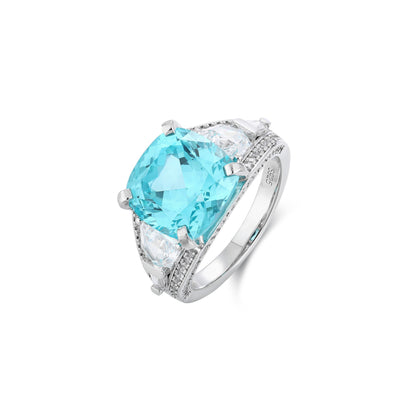 10.62 CT Paraiba Tourmaline Ring,Cushion Cut Blue Paraiba Engagement Ring,Exotic Paraiba Wedding Ring,S925 Sterling Silver Statement Ring