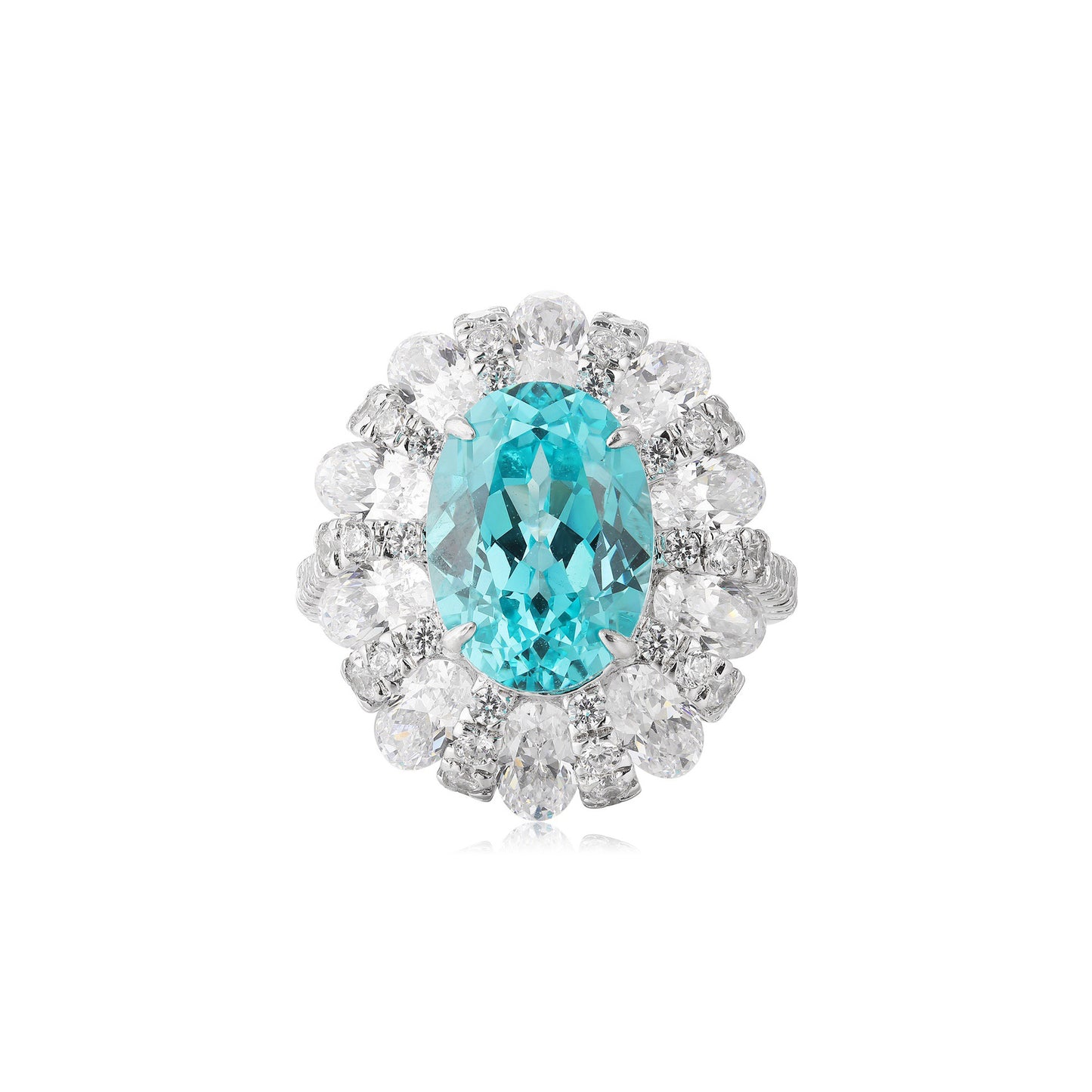s925 sterling silver lab paraiba/ruby/sapphire/emerald & cz diamond ring