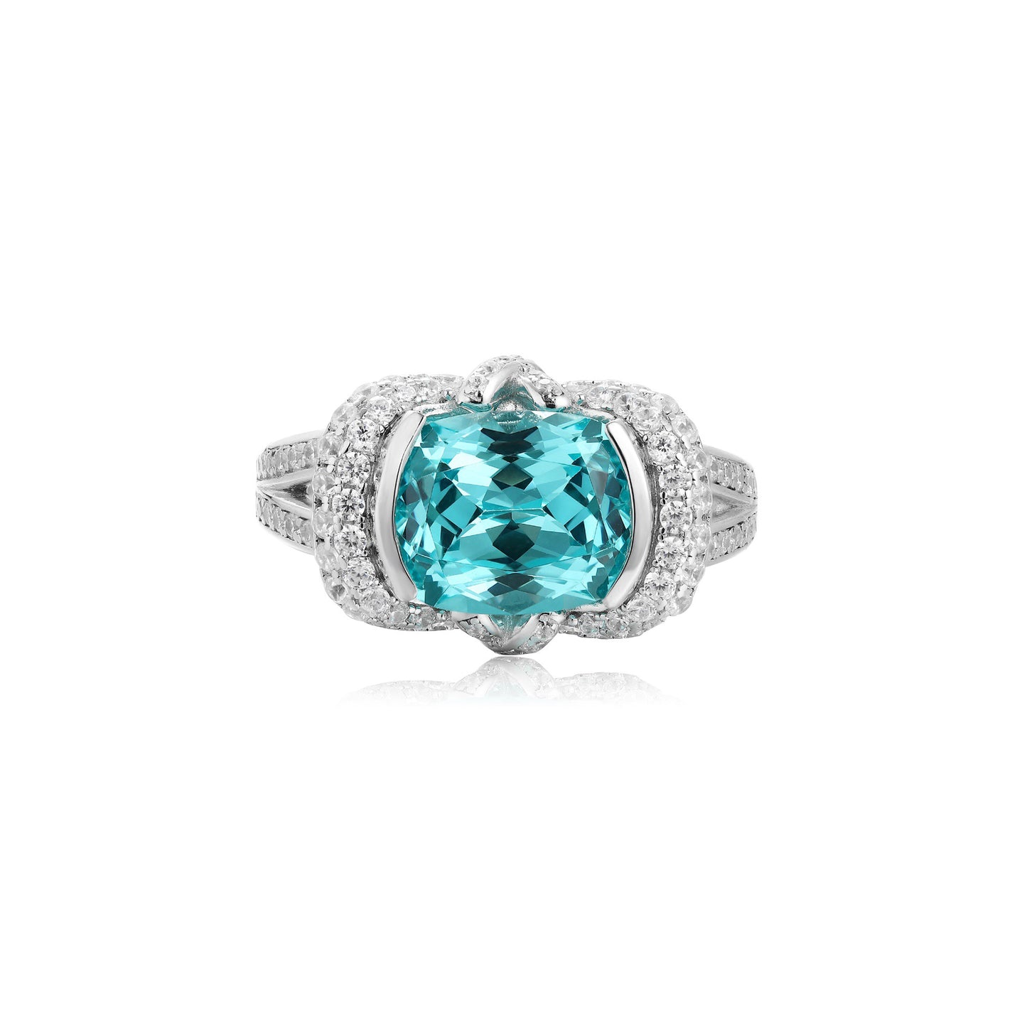 s925 sterling silver lab emerald/sapphire/ruby/paraiba & cz diamond ring