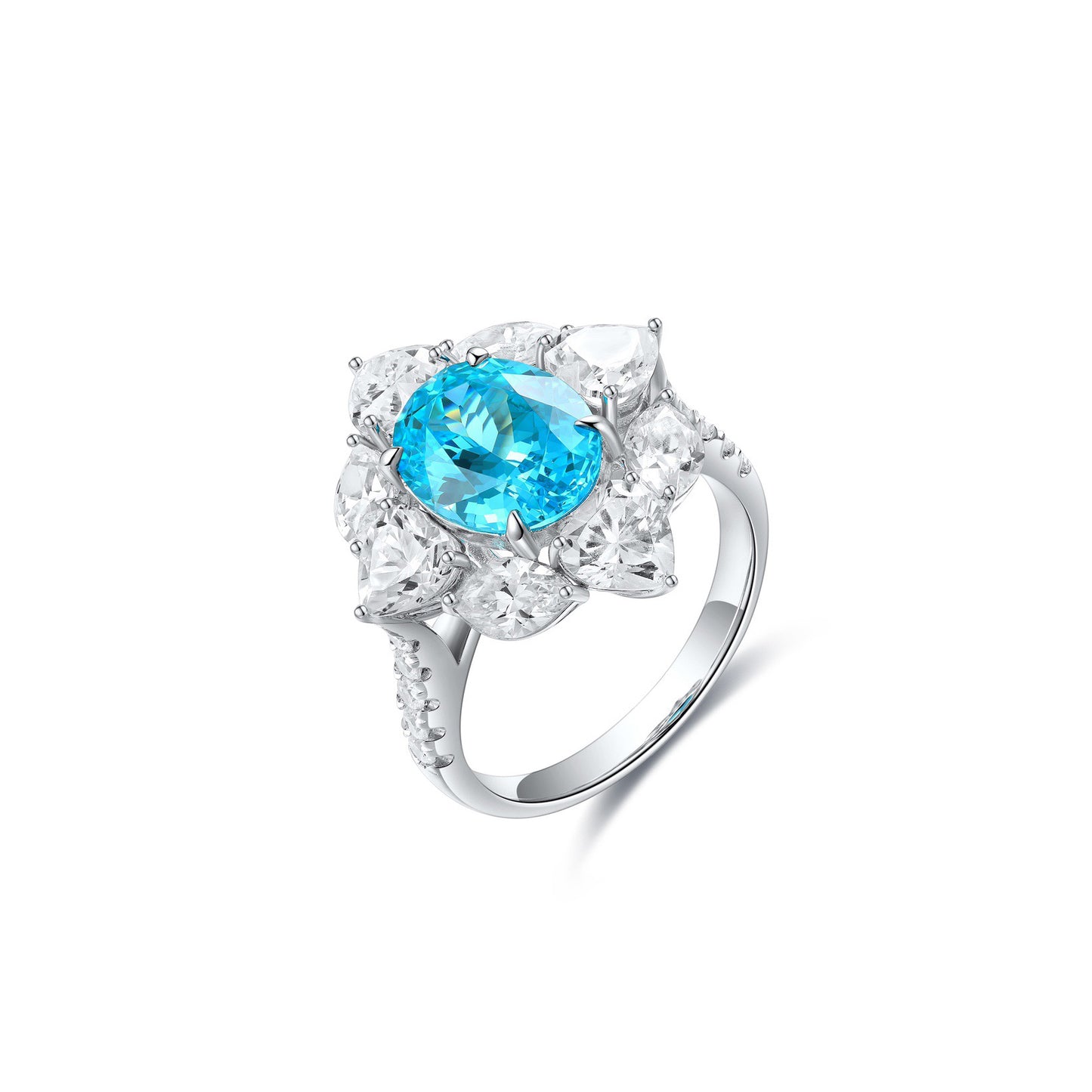 s925 sterling silver lab paraiba/ruby/sapphire/emerald/cobalt spinel & cz diamond ring