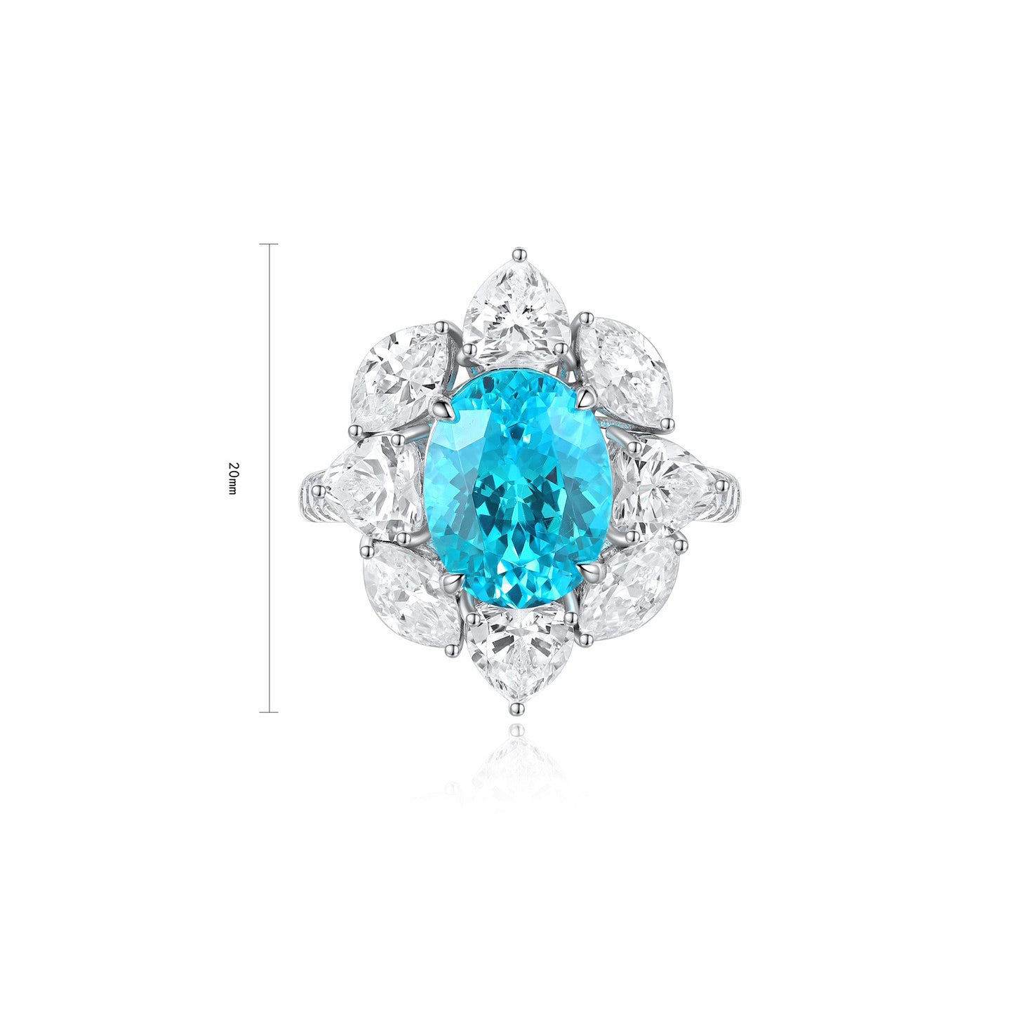 s925 sterling silver lab paraiba/ruby/sapphire/emerald/cobalt spinel & cz diamond ring