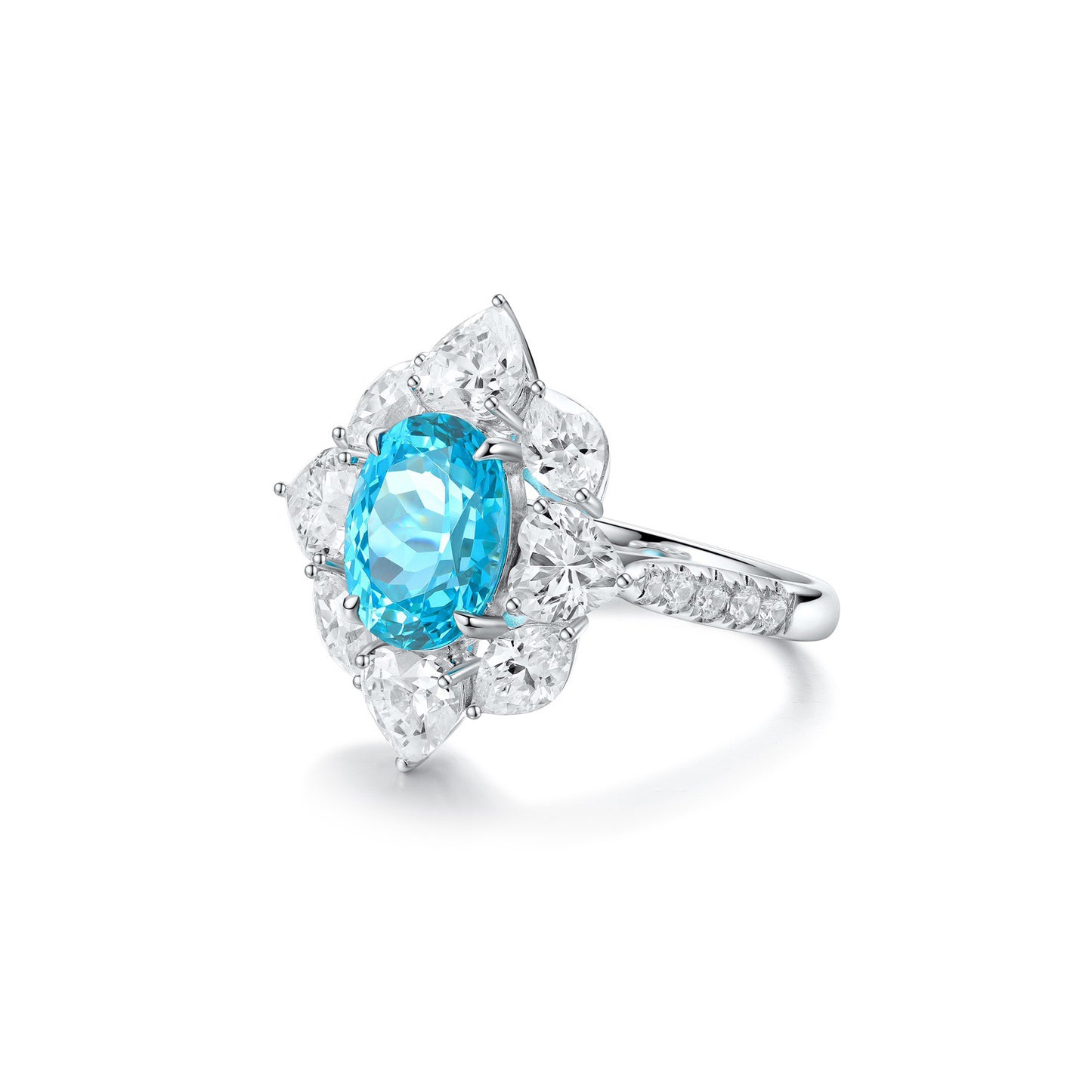s925 sterling silver lab paraiba/ruby/sapphire/emerald/cobalt spinel & cz diamond ring