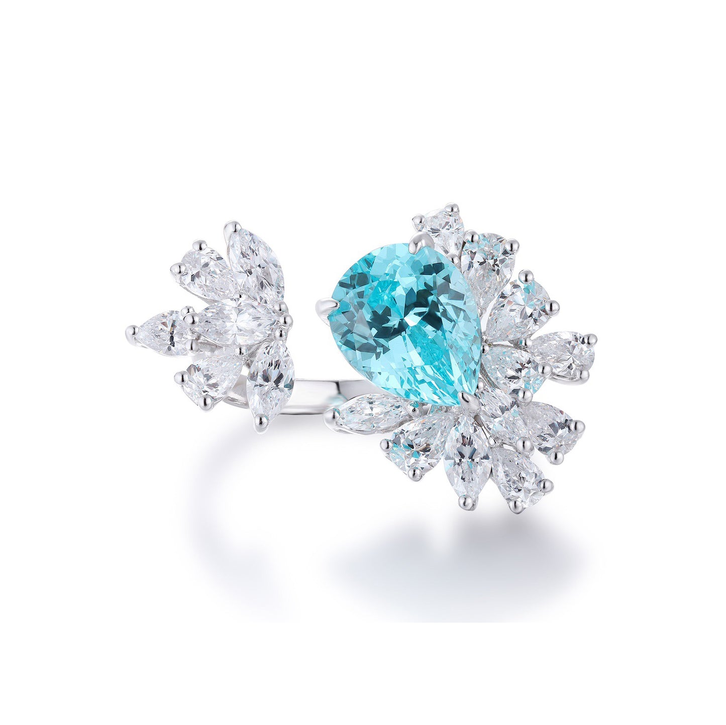 s925 sterling silver lab paraiba/ruby/sapphire/emerald & cz diamond ring