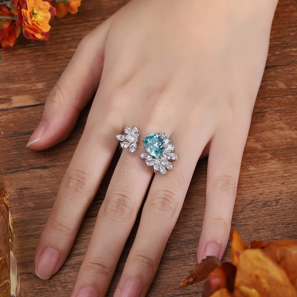 s925 sterling silver lab paraiba/ruby/sapphire/emerald & cz diamond ring