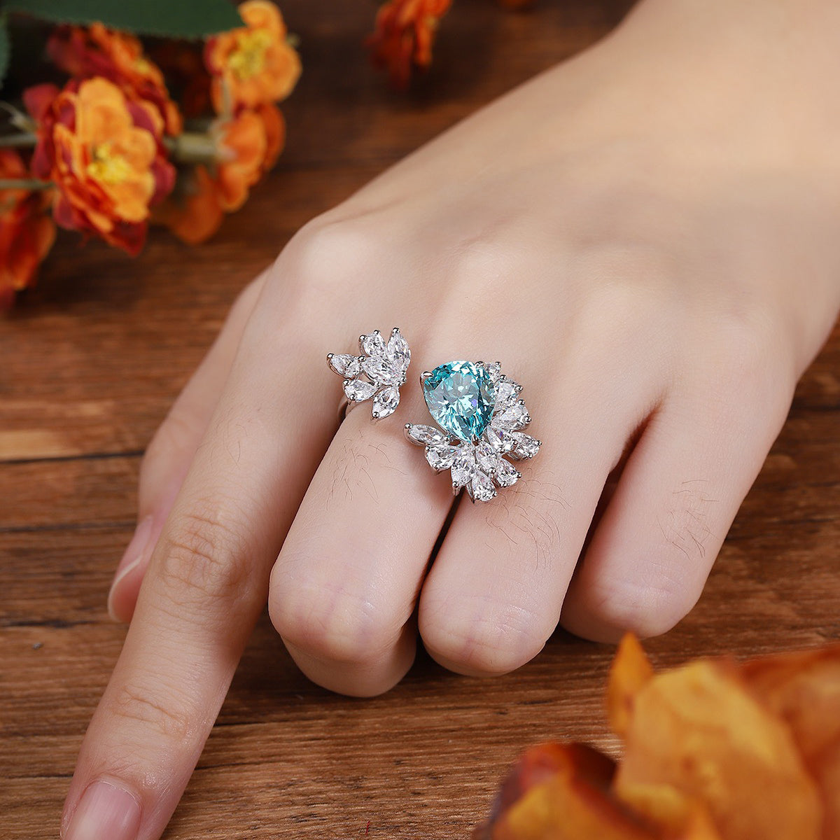 s925 sterling silver lab paraiba/ruby/sapphire/emerald & cz diamond ring