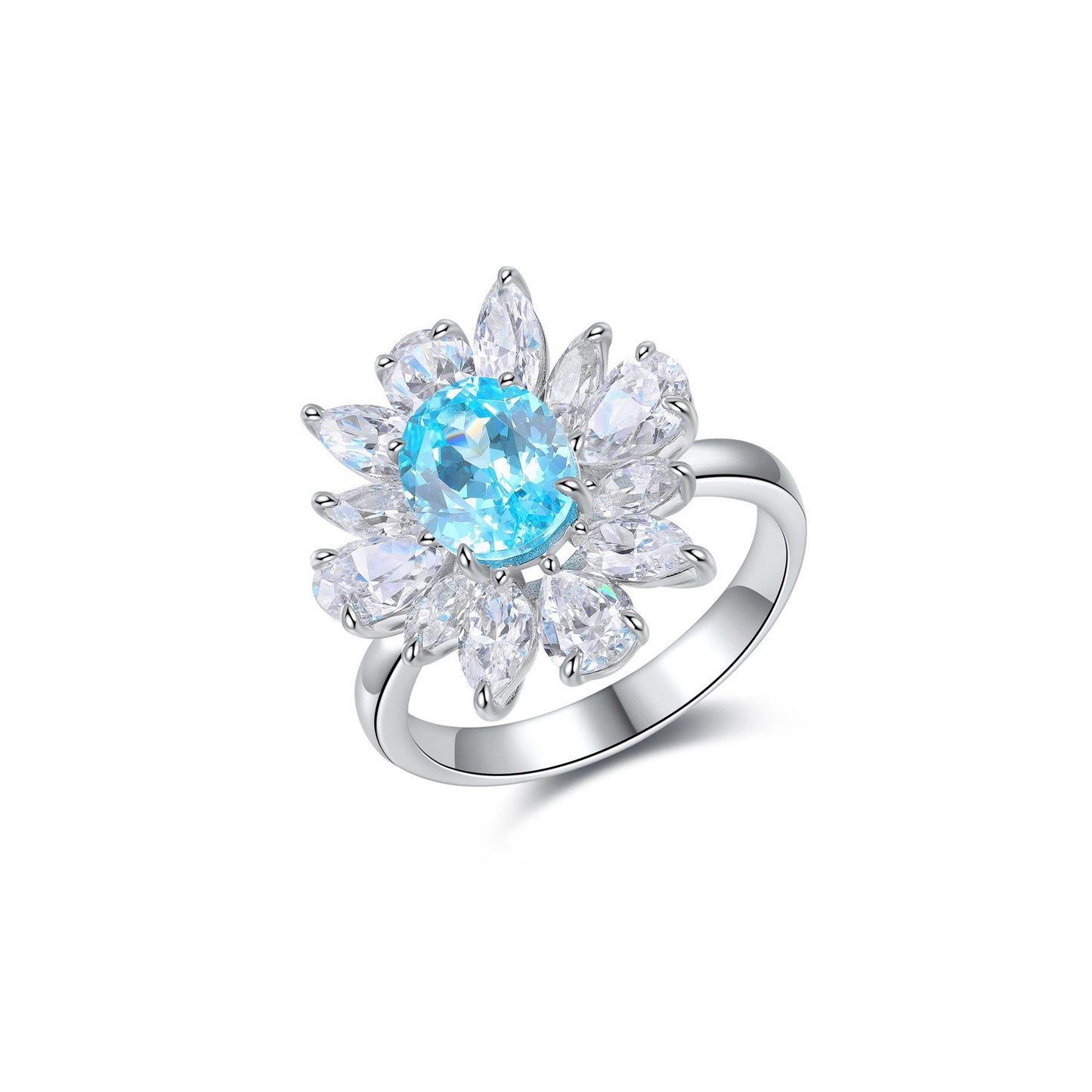 s925 sterling silver lab ruby/sapphire/emerald/paraiba & cz diamond ring