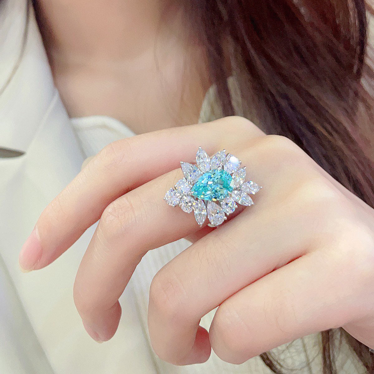 s925 sterling silver lab ruby/sapphire/emerald/paraiba/cobalt spinel & cz diamond ring