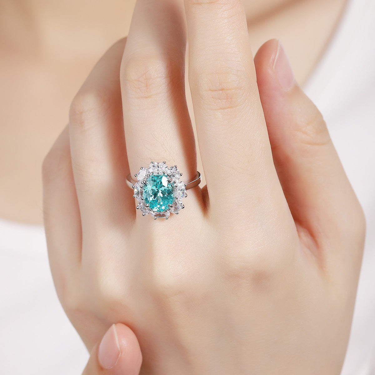 s925 sterling silver lab sapphire/ruby/paraiba/cobalt spinel & cz diamond ring