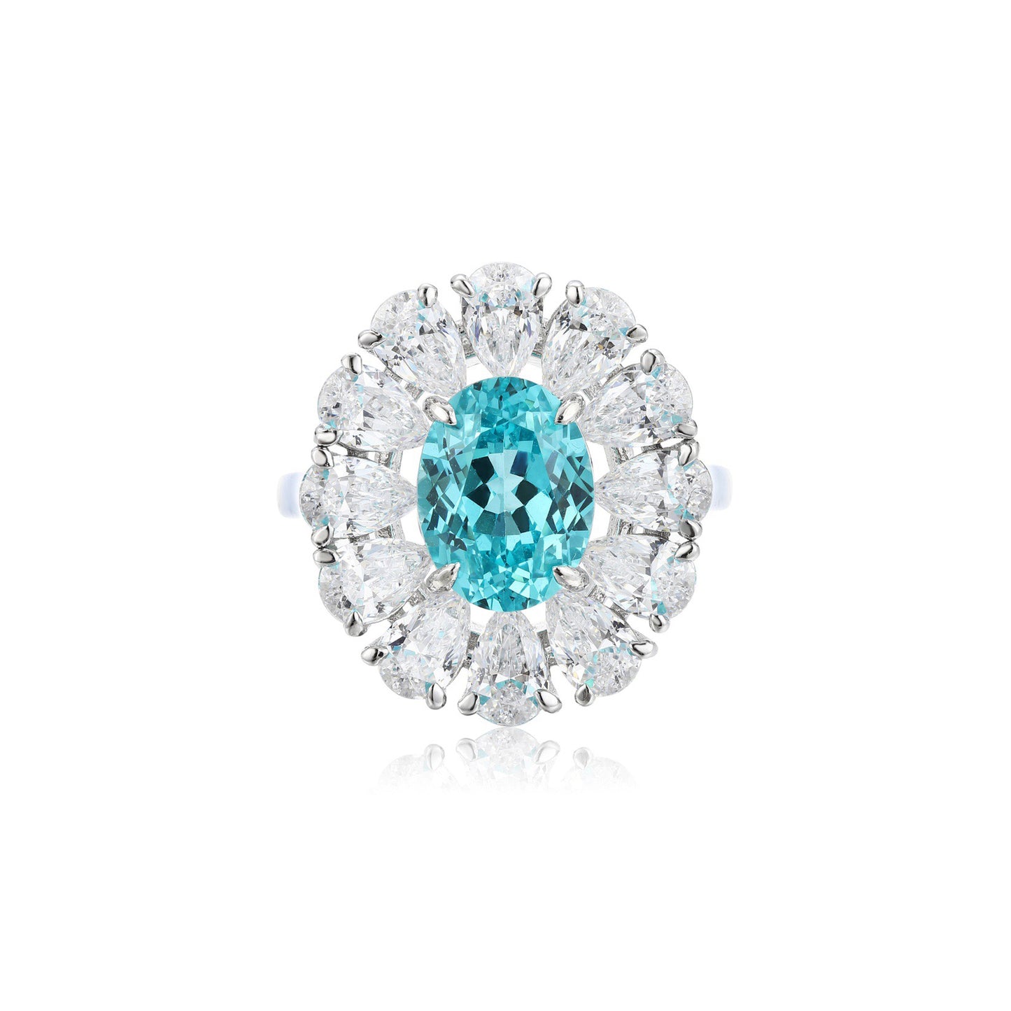 s925 sterling silver lab paraiba/ruby/sapphire/emerald & cz diamond ring