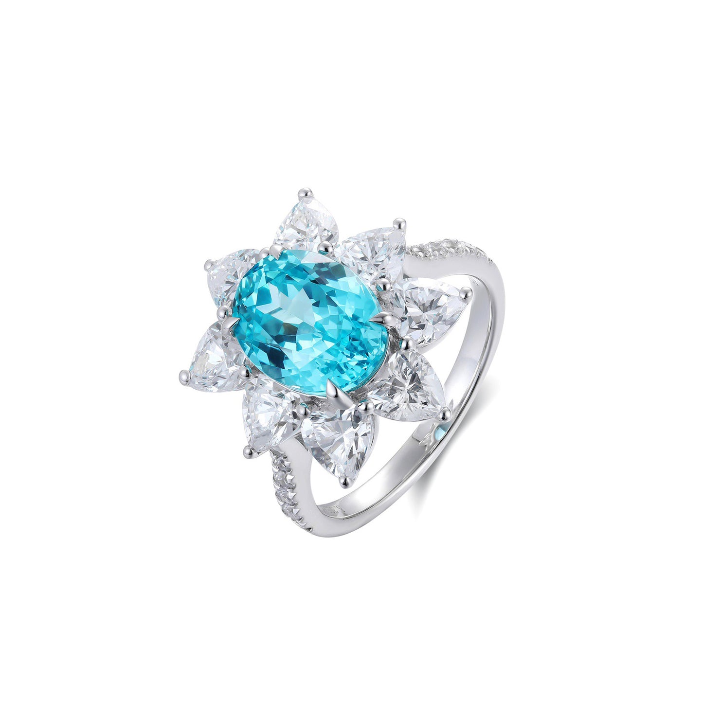 s925 sterling silver lab ruby/sapphire/emerald/paraiba & cz diamond ring