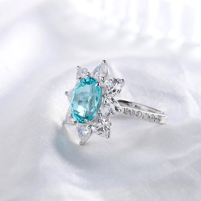 s925 sterling silver lab ruby/sapphire/emerald/paraiba & cz diamond ring