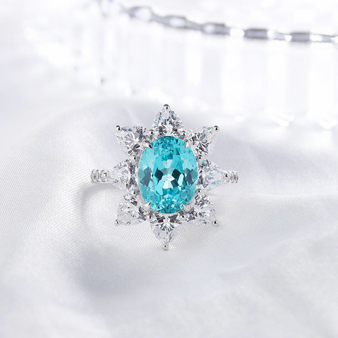s925 sterling silver lab ruby/sapphire/emerald/paraiba & cz diamond ring