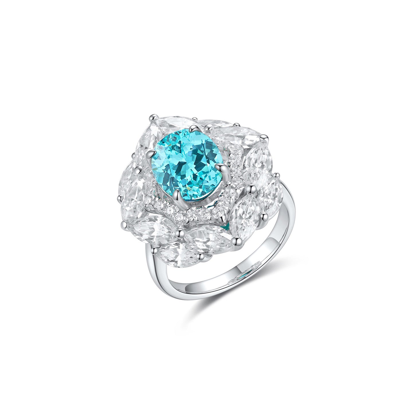 s925 sterling silver lab ruby/sapphire/emerald/paraiba/cobalt spinel & cz diamond ring