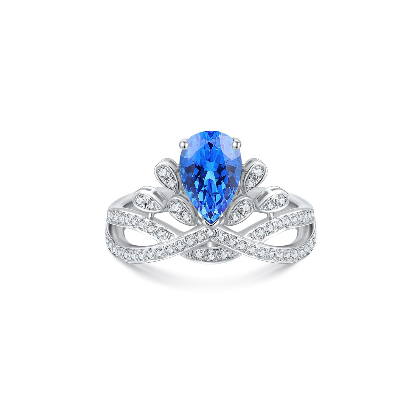 s925 sterling silver lab emerald/cobalt spinel/paraiba/sapphire/ruby & cz diamond ring