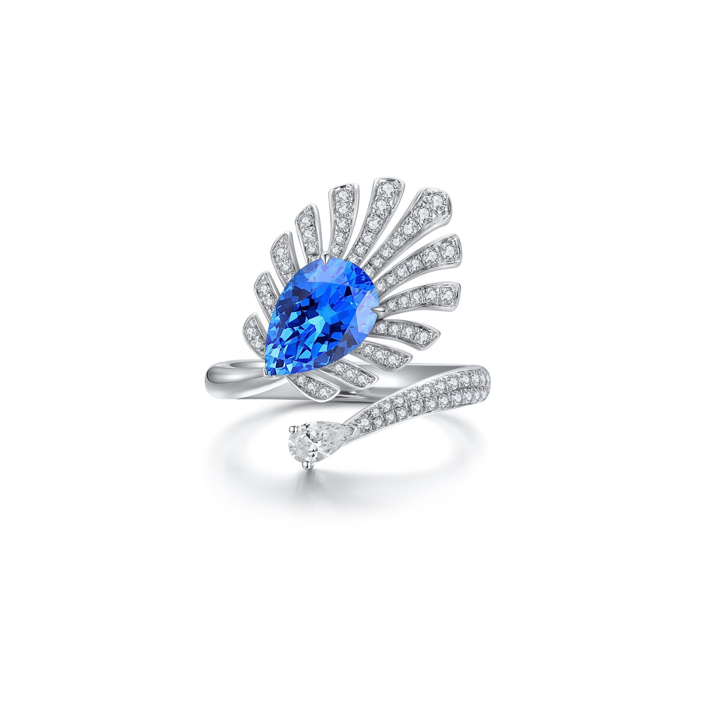 s925 sterling silver lab sapphire/ruby/paraiba/cobalt spinel/emerald & cz diamond ring