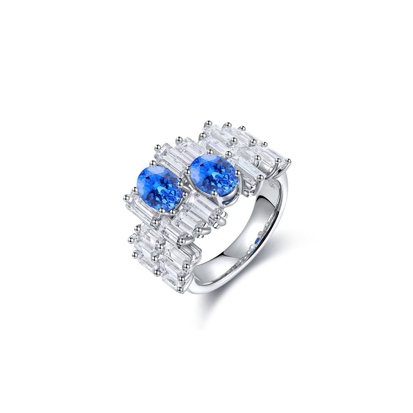 s925 sterling silver lab ruby/sapphire/emerald/paraiba/cobalt spinel & cz diamond ring