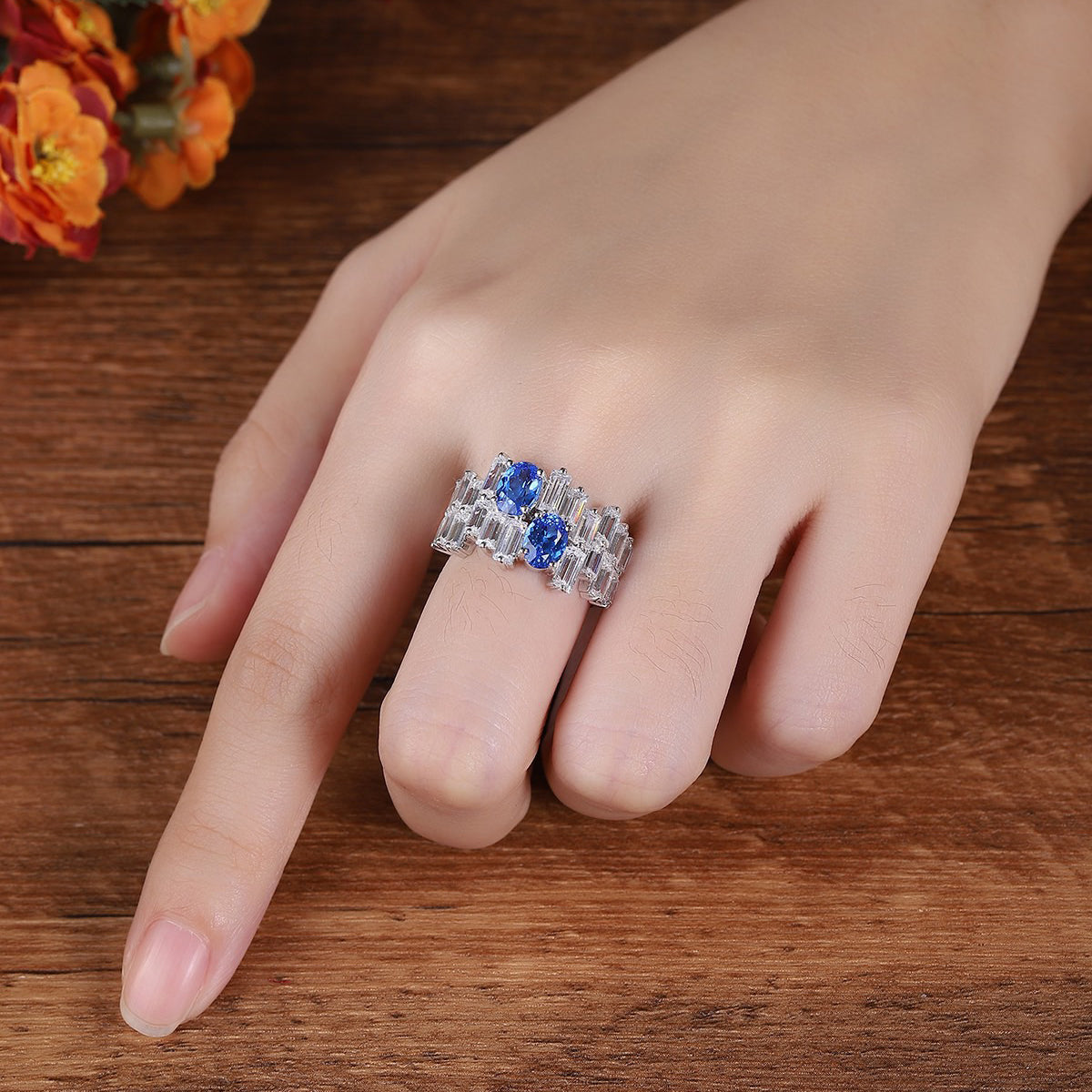 s925 sterling silver lab ruby/sapphire/emerald/paraiba/cobalt spinel & cz diamond ring