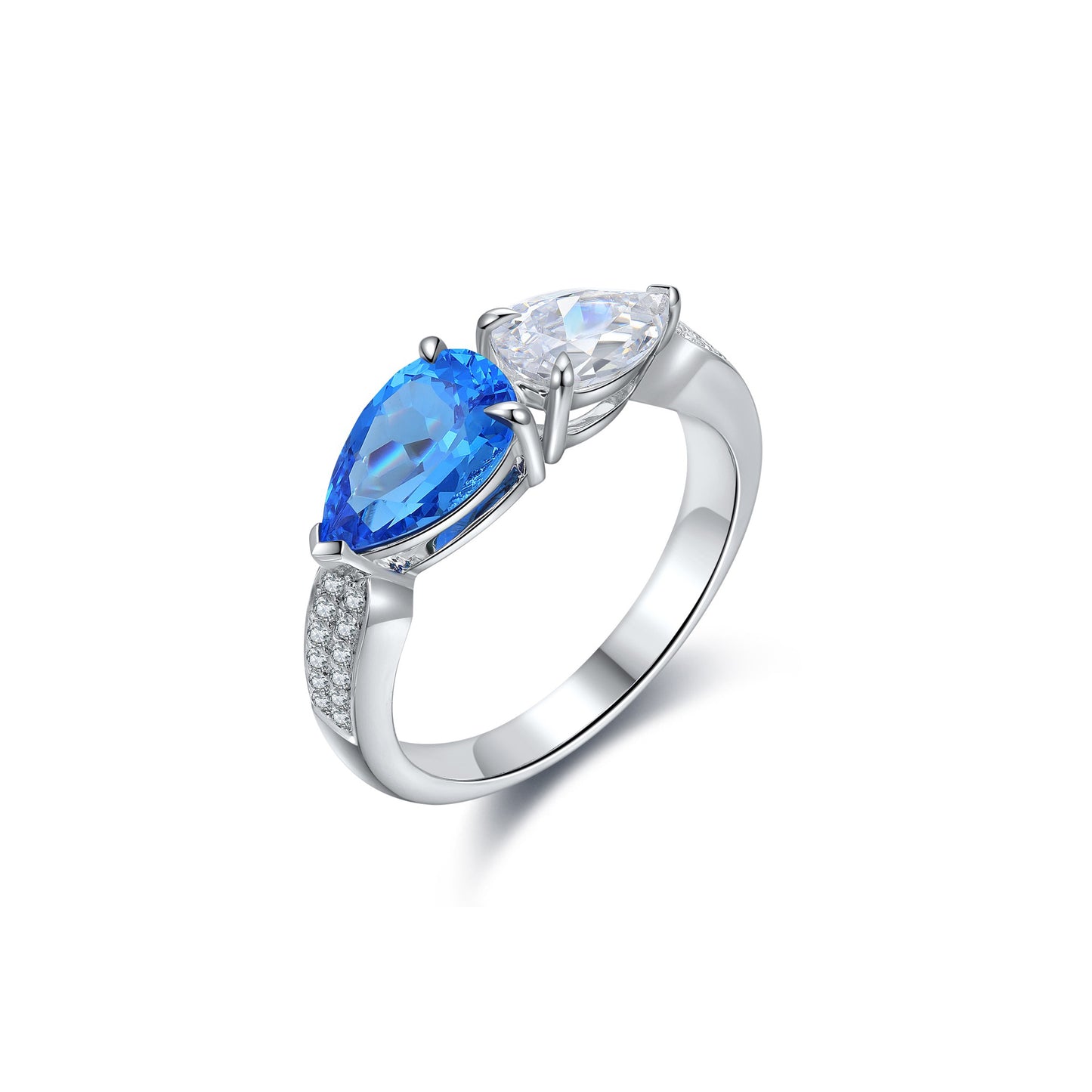 s925 sterling silver lab sapphire/ruby/emerald/paraiba/cobalt spinel & cz diamond ring