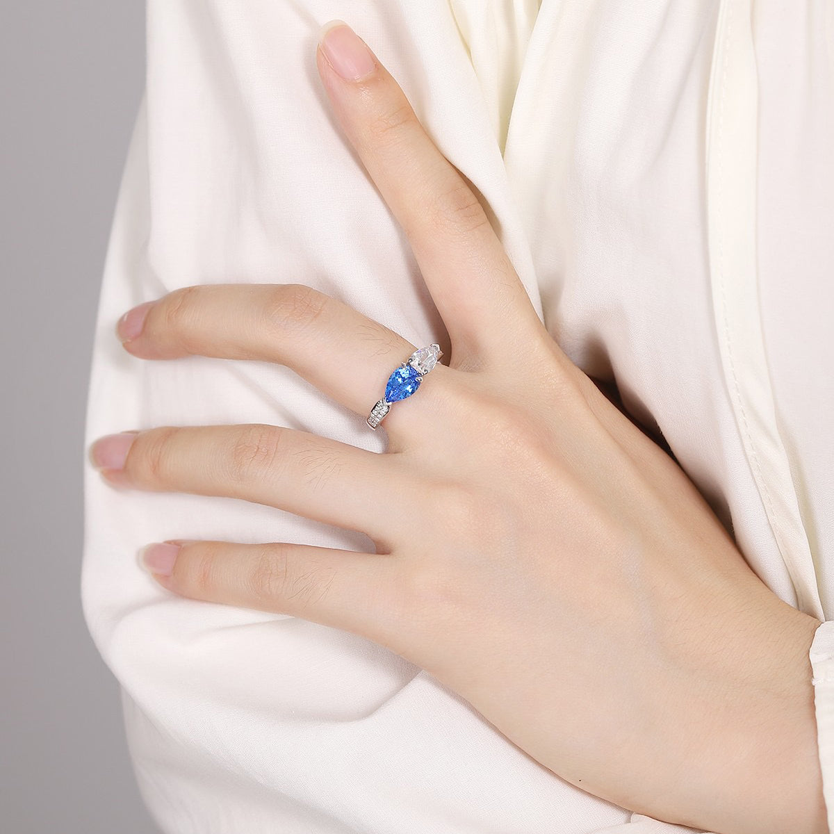 s925 sterling silver lab sapphire/ruby/emerald/paraiba/cobalt spinel & cz diamond ring