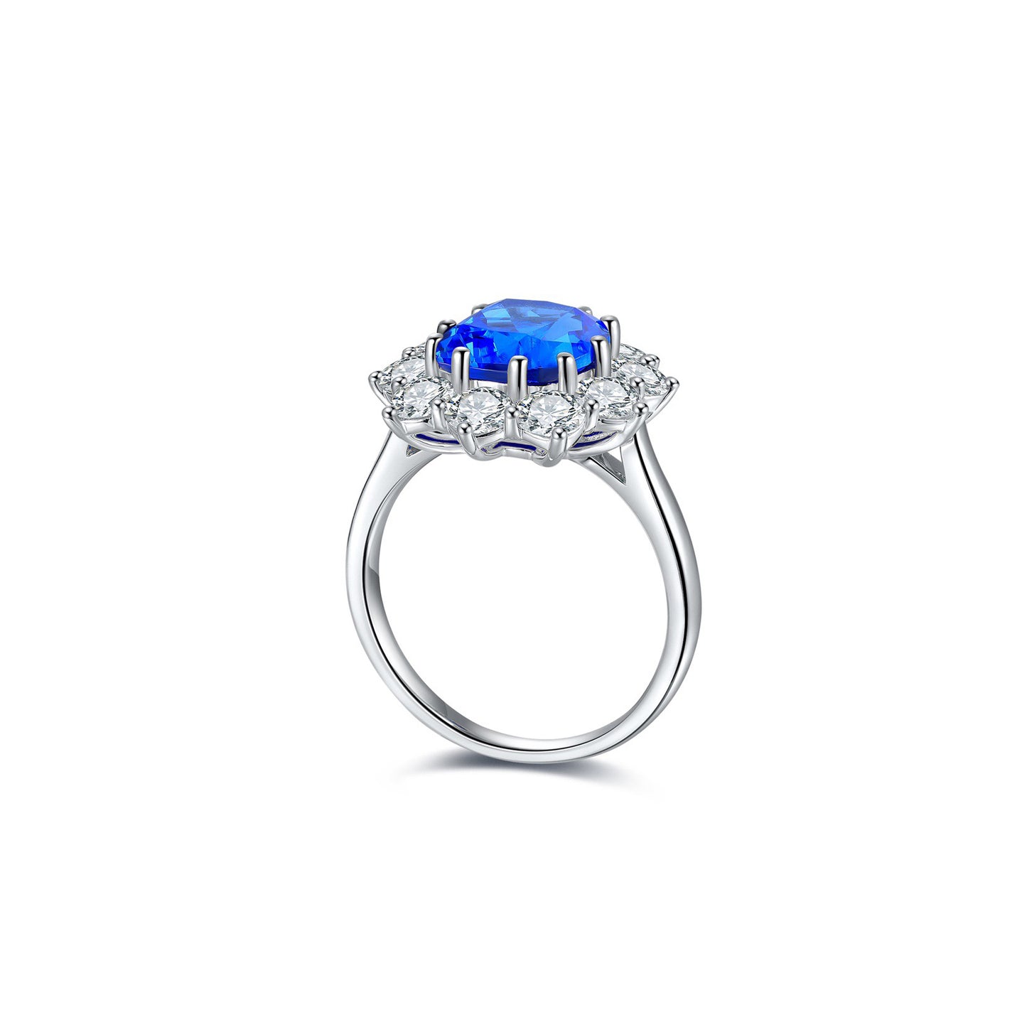 s925 sterling silver lab cobalt spinel/ruby/sapphire/emerald/paraiba & cz diamond ring