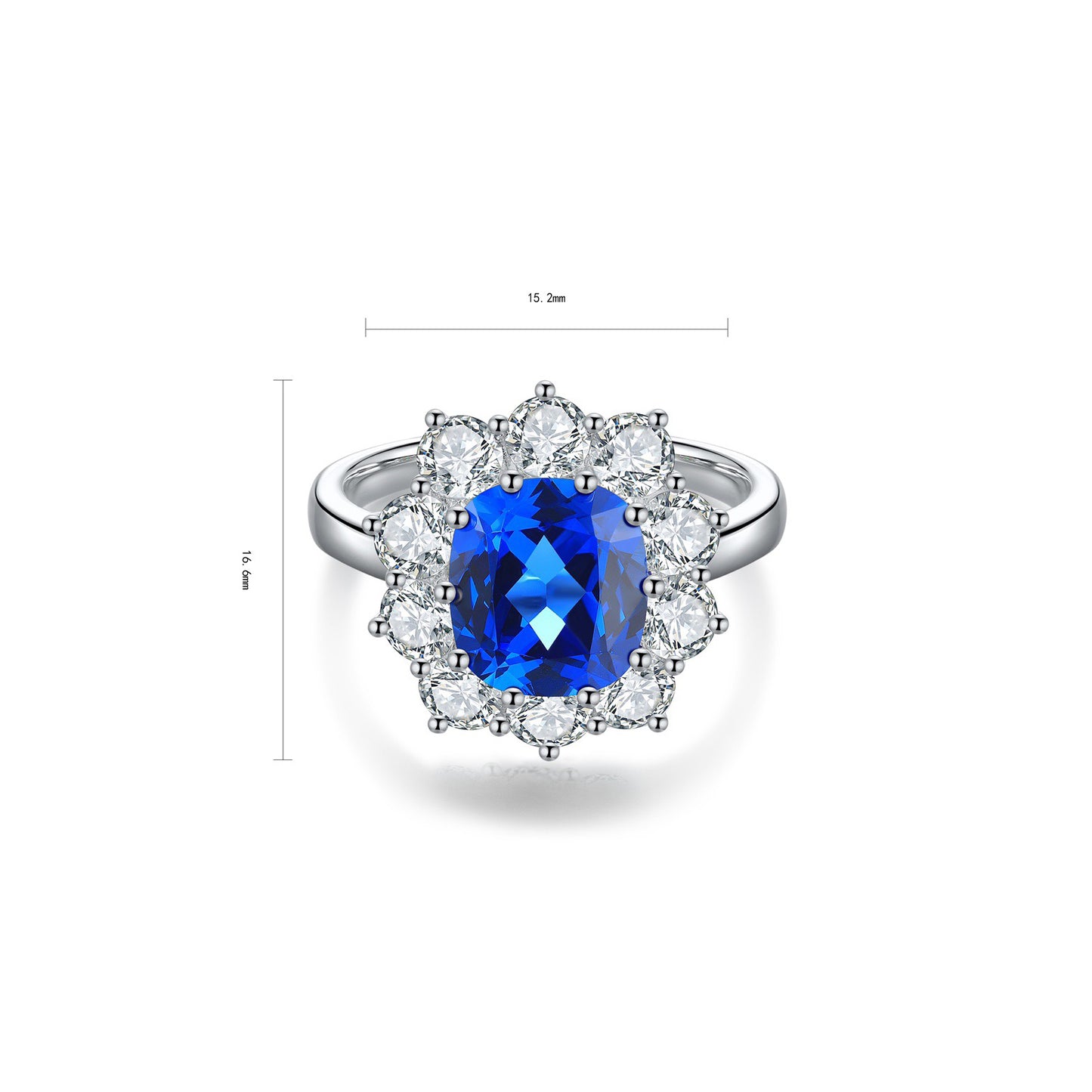 s925 sterling silver lab cobalt spinel/ruby/sapphire/emerald/paraiba & cz diamond ring
