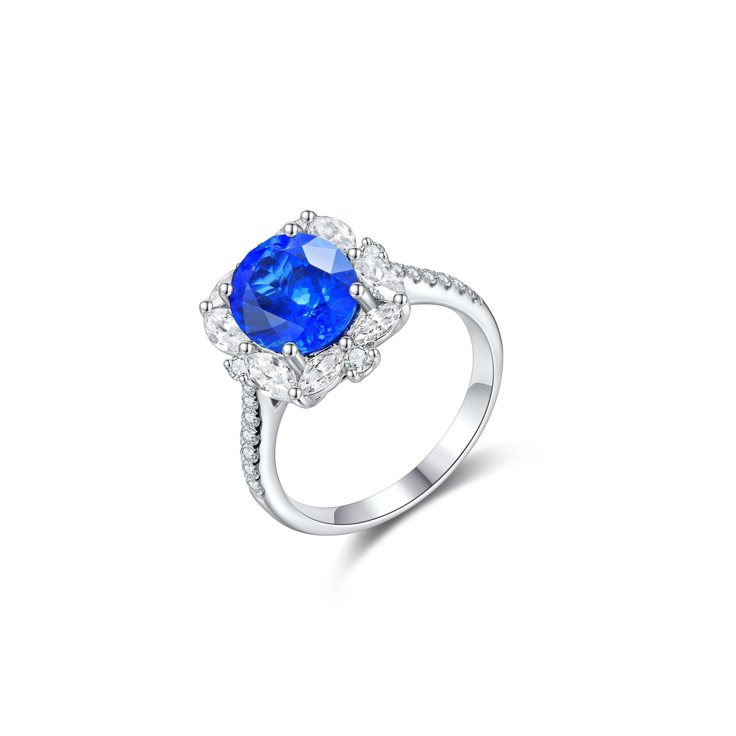 s925 sterling silver lab emerald/sapphire/ruby/paraiba/cobalt spinel & cz diamond ring