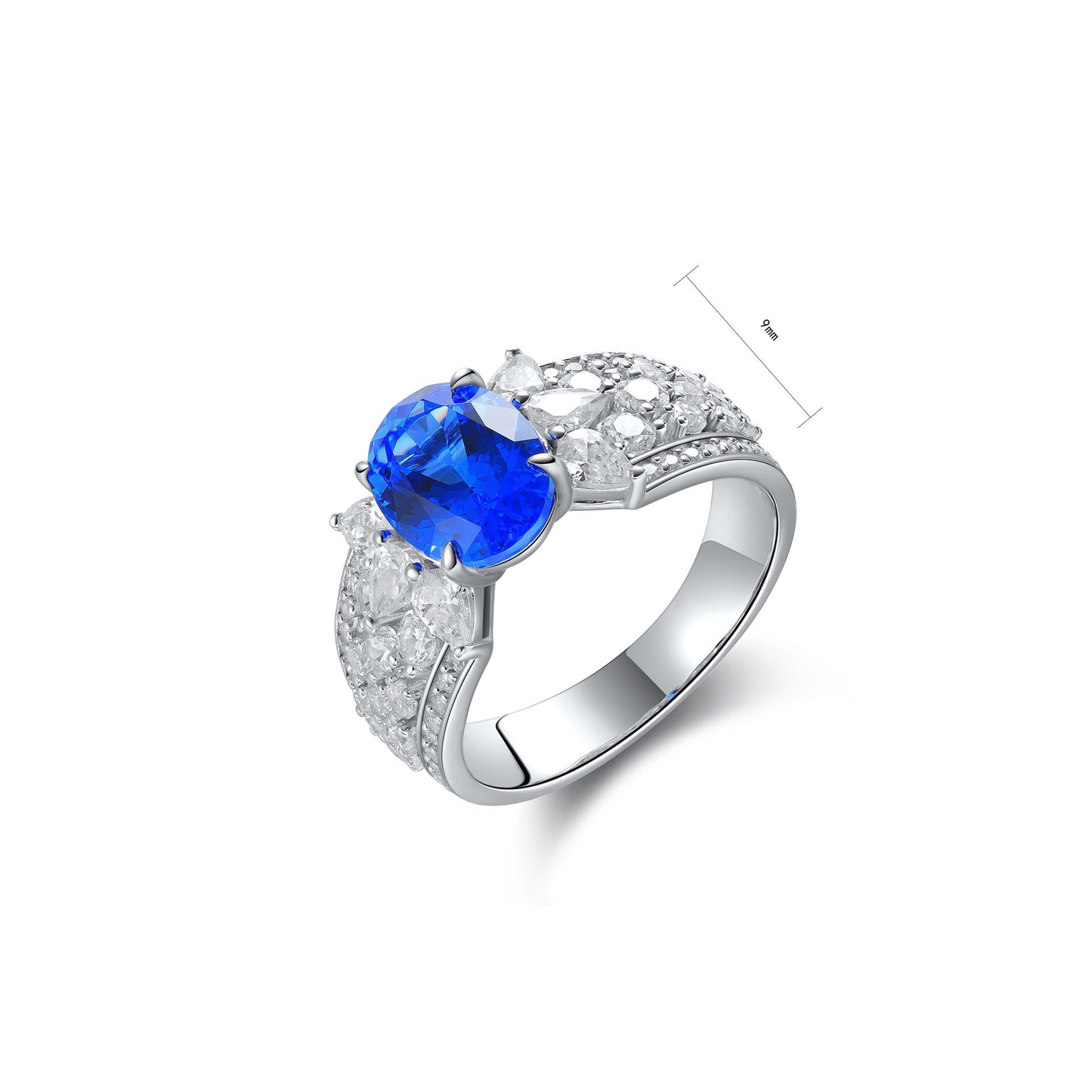 s925 sterling silver lab paraiba/ruby/sapphire/emerald/cobalt spinel & cz diamond ring