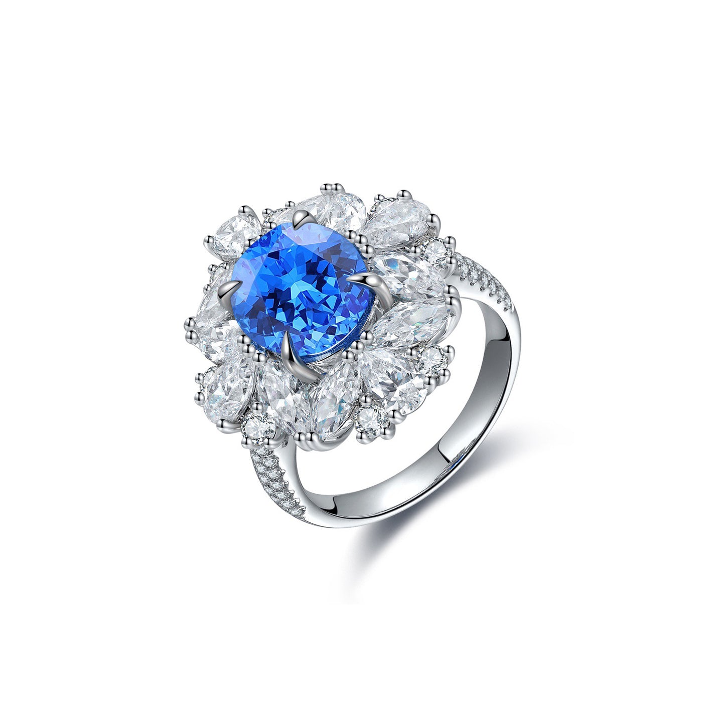 s925 sterling silver lab ruby/sapphire/emerald/paraiba/cobalt spinel & cz diamond ring