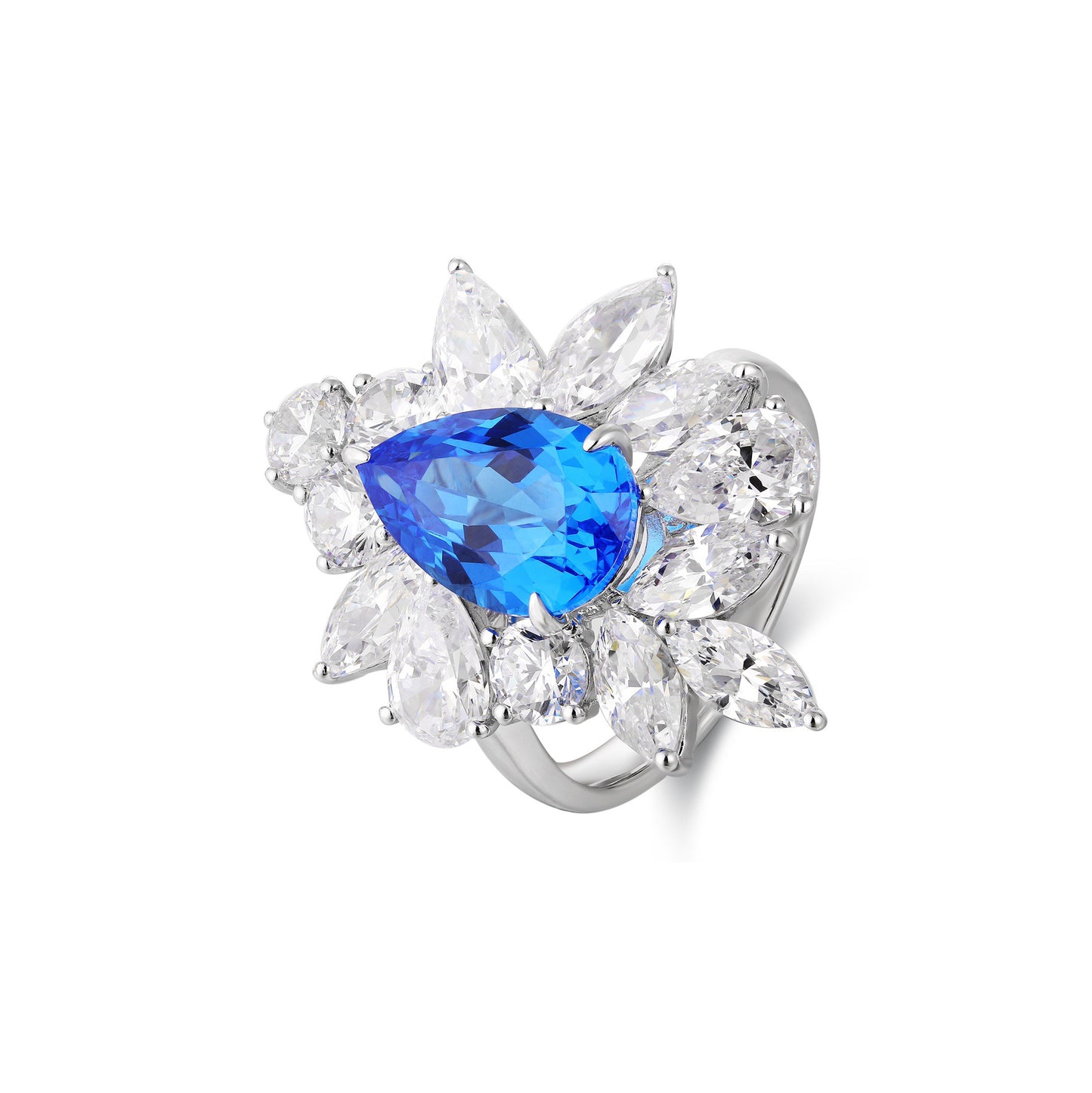 s925 sterling silver lab ruby/sapphire/emerald/paraiba/cobalt spinel & cz diamond ring