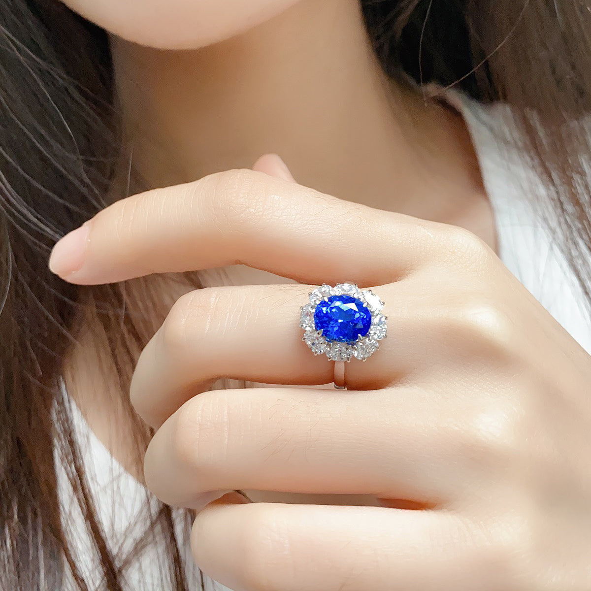 s925 sterling silver lab sapphire/ruby/paraiba/cobalt spinel & cz diamond ring