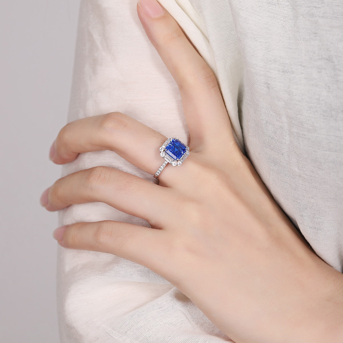 s925 sterling silver lab paraiba/ruby/sapphire/emerald/cobalt spinel & cz diamond ring
