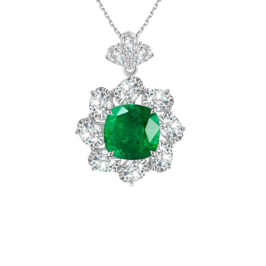 s925 sterling silver lab ruby/emerald/sapphire/paraiba & cz diamond necklace