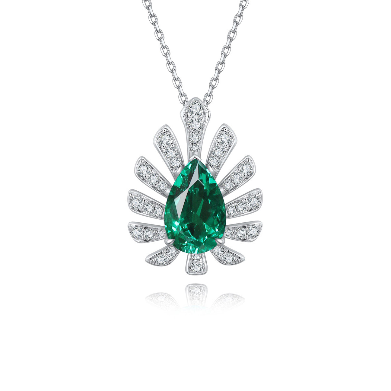 s925 sterling silver lab ruby/sapphire/emerald/paraiba/cobalt spinel & cz diamond necklace