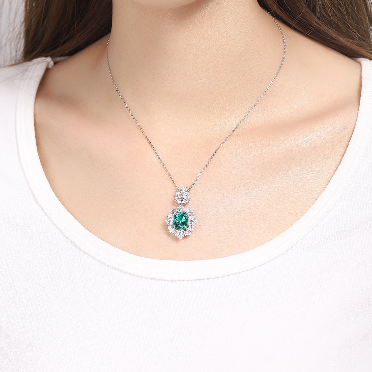 s925 sterling silver lab sapphire/ruby/emerald/paraiba/cobalt spinel & cz diamond necklace