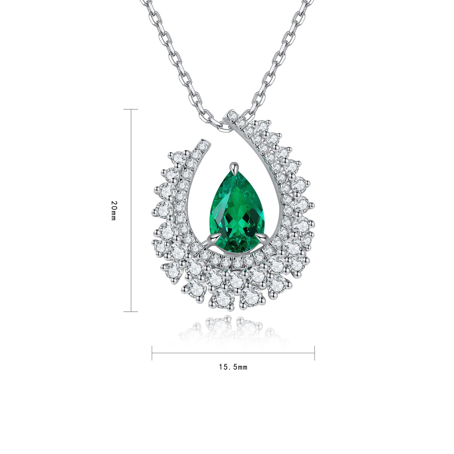 s925 sterling silver lab emerald/ruby/sapphire/paraiba & cz diamond necklace