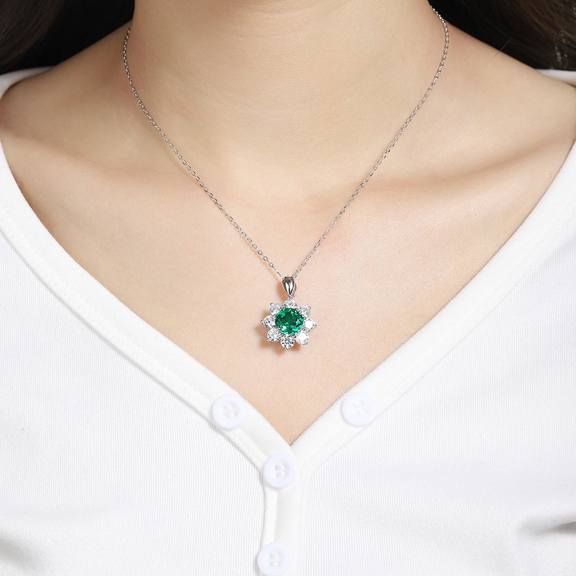 s925 sterling silver lab paraiba/ruby/emerald/cobalt spinel/sapphire & cz diamond necklace
