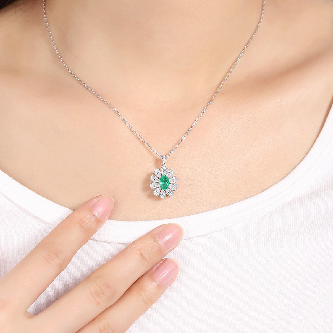 s925 sterling silver lab ruby/sapphire/emerald/paraiba/cobalt spinel & cz diamond necklace