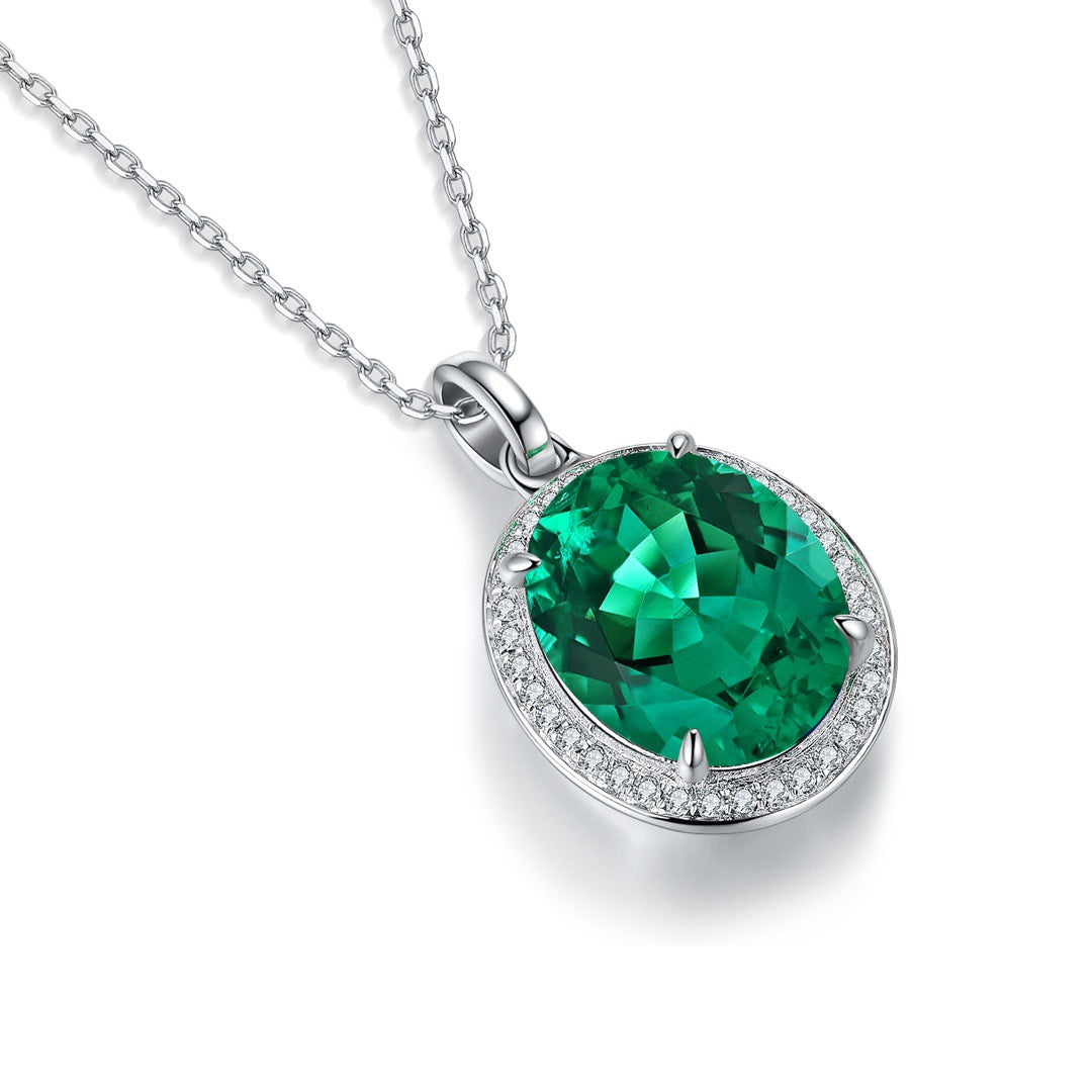 s925 sterling silver lab paraiba/ruby/sapphire/emerald/cobalt spinel & cz diamond necklace