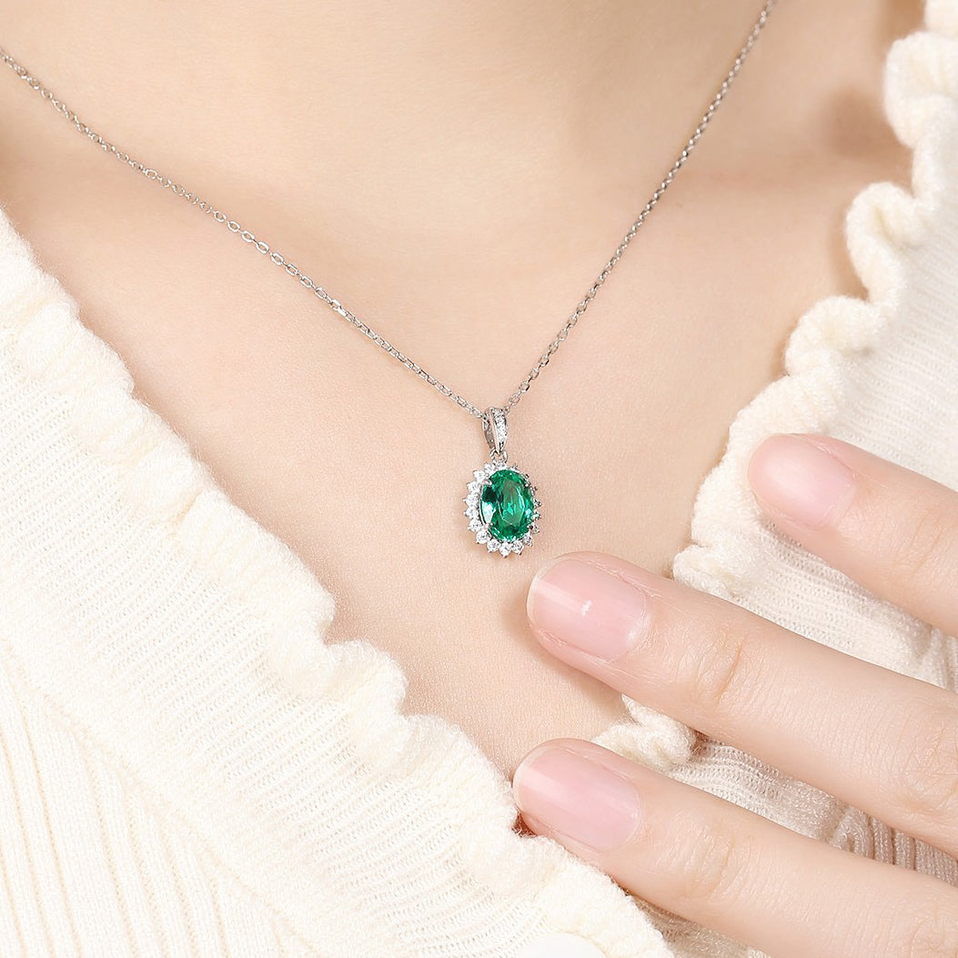 s925 sterling silver lab sapphire/ruby/emerald/paraiba & cz diamond necklace