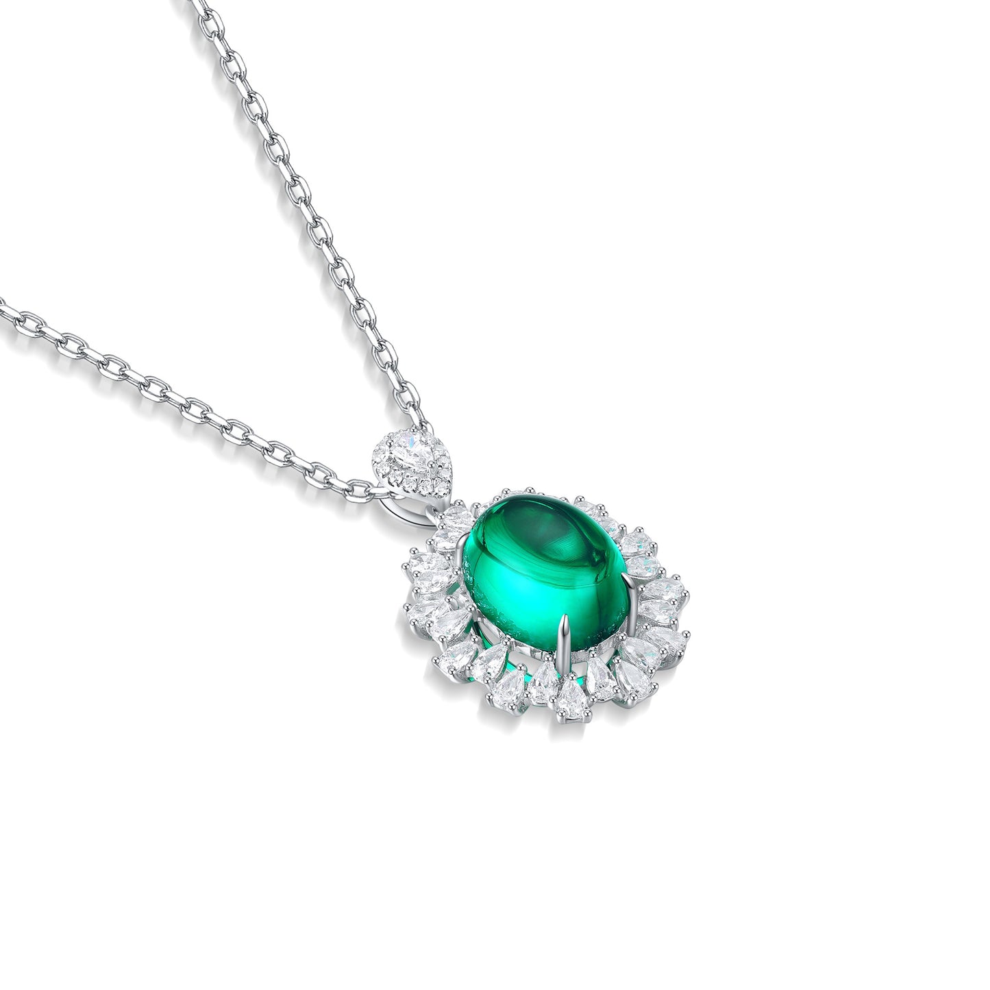 s925 sterling silver lab ruby/sapphire/emerald & cz diamond necklace