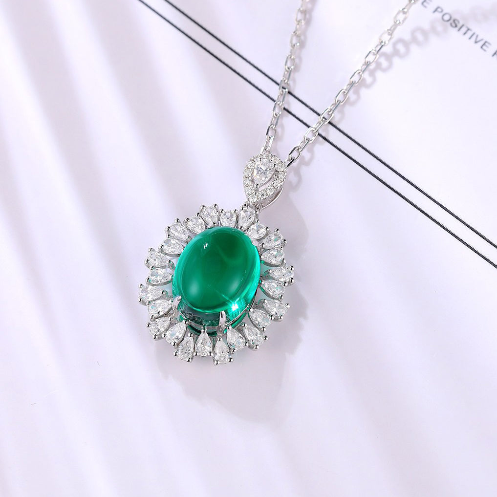s925 sterling silver lab ruby/sapphire/emerald & cz diamond necklace