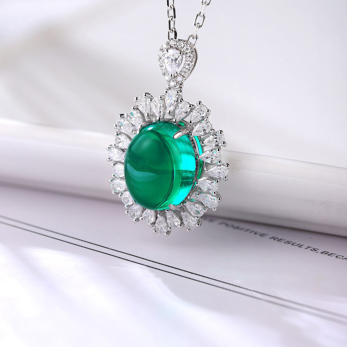 s925 sterling silver lab ruby/sapphire/emerald & cz diamond necklace