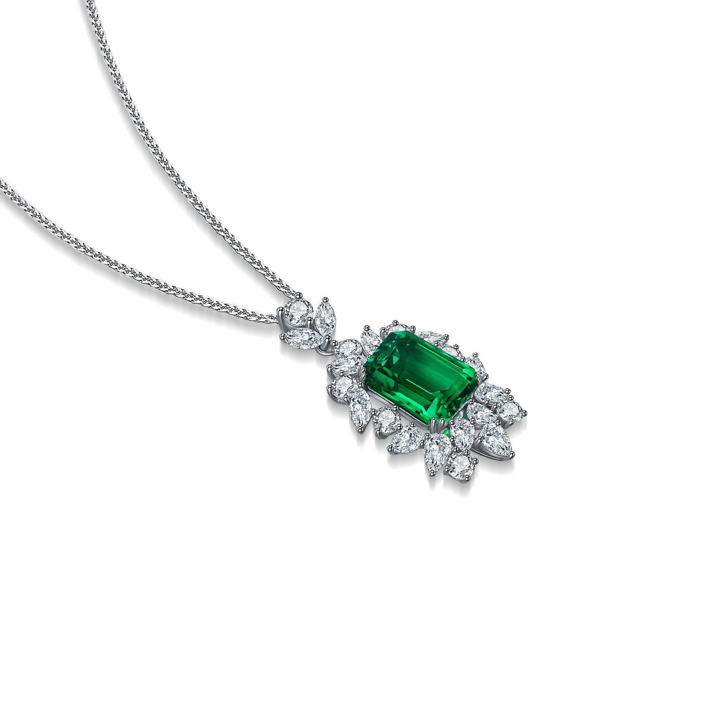 s925 sterling silver lab sapphire/ruby/emerald & cz diamond necklace